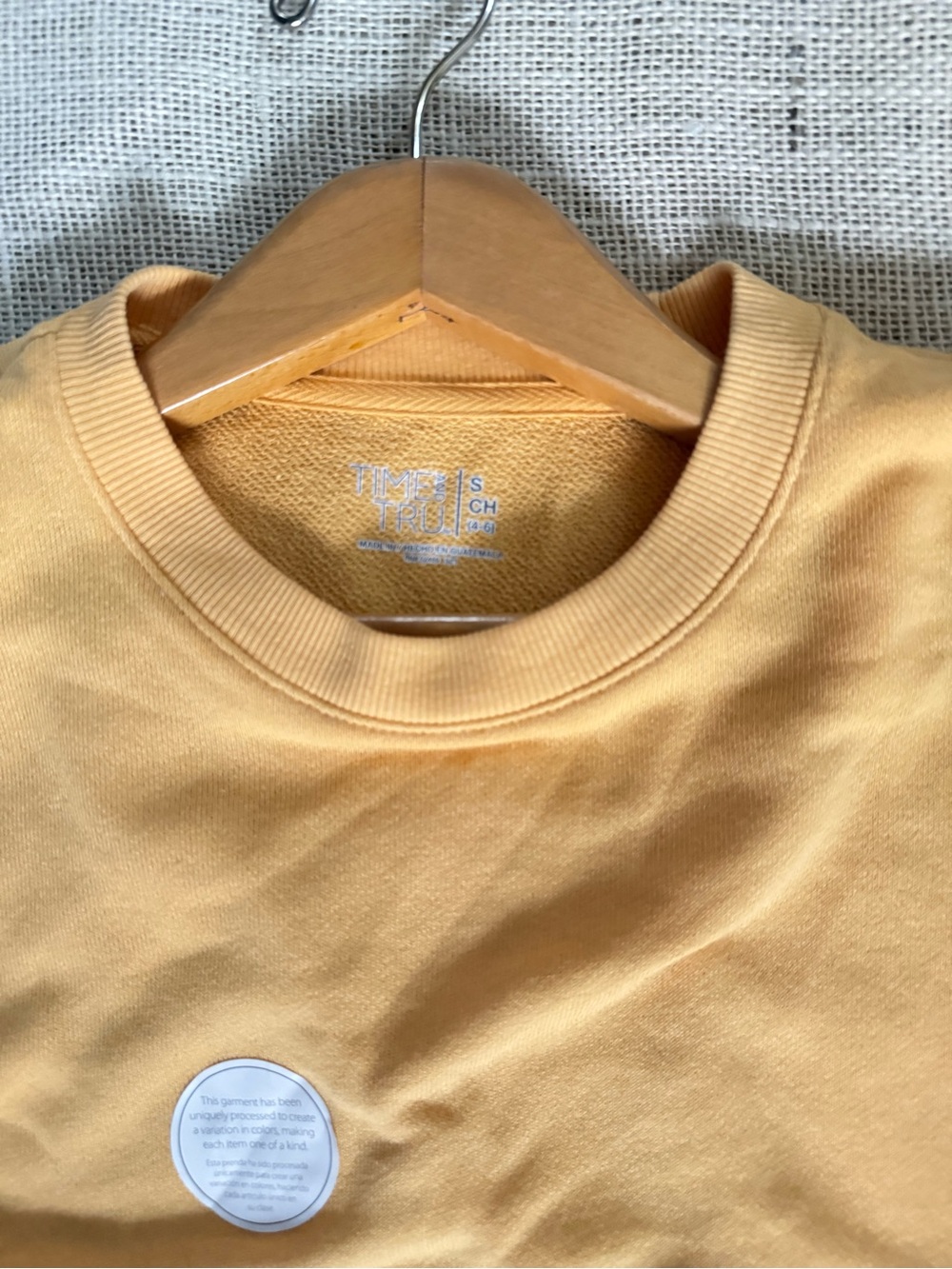 NWT Time and Tru Sweater Knit Sweatshirt Small Marigold Yellow Hi Low Split Hem - Picture 4 of 6